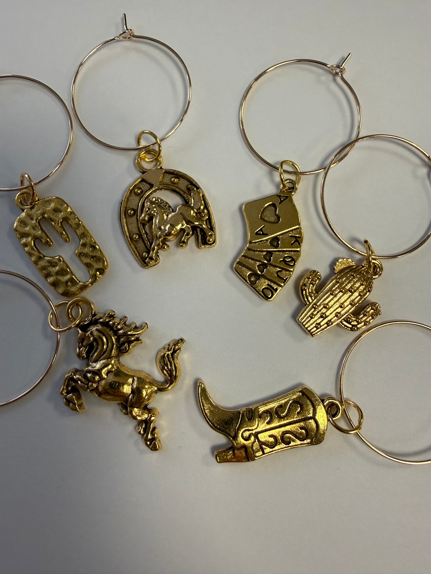 Cowboy themed wine glass charms - set of 6