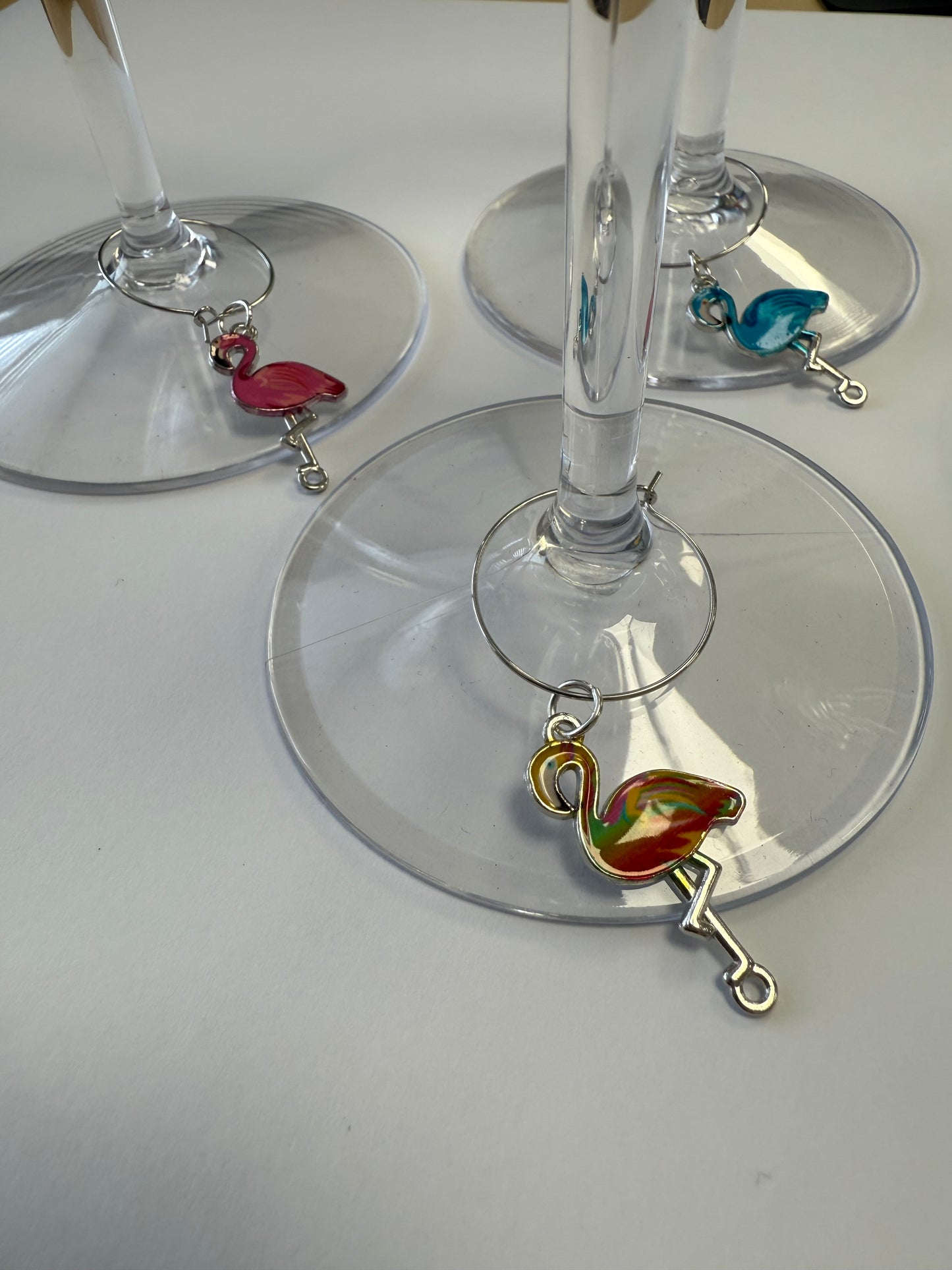 Flamingo Wine Glass Charms. Set of 4