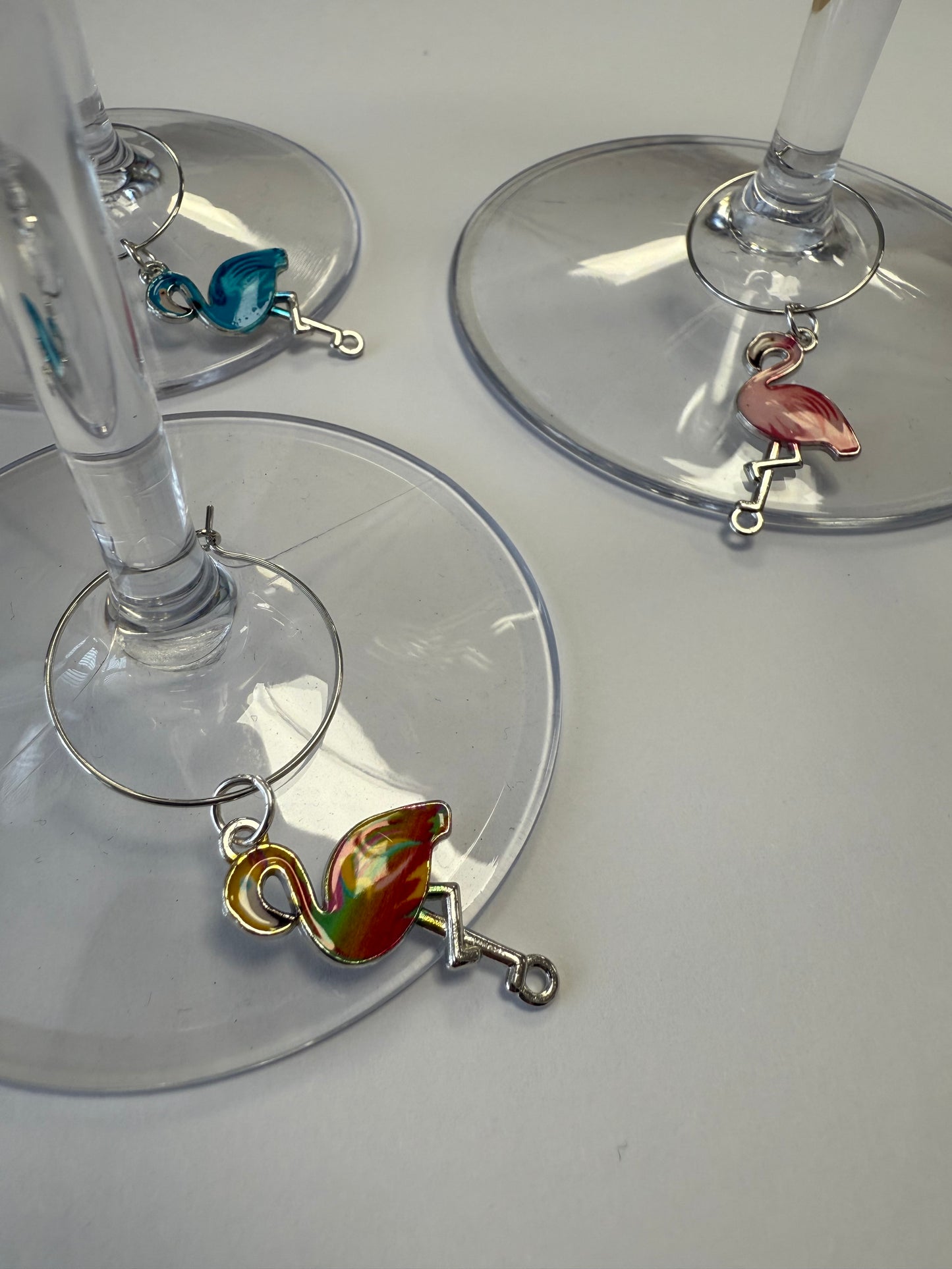 Flamingo Wine Glass Charms. Set of 4