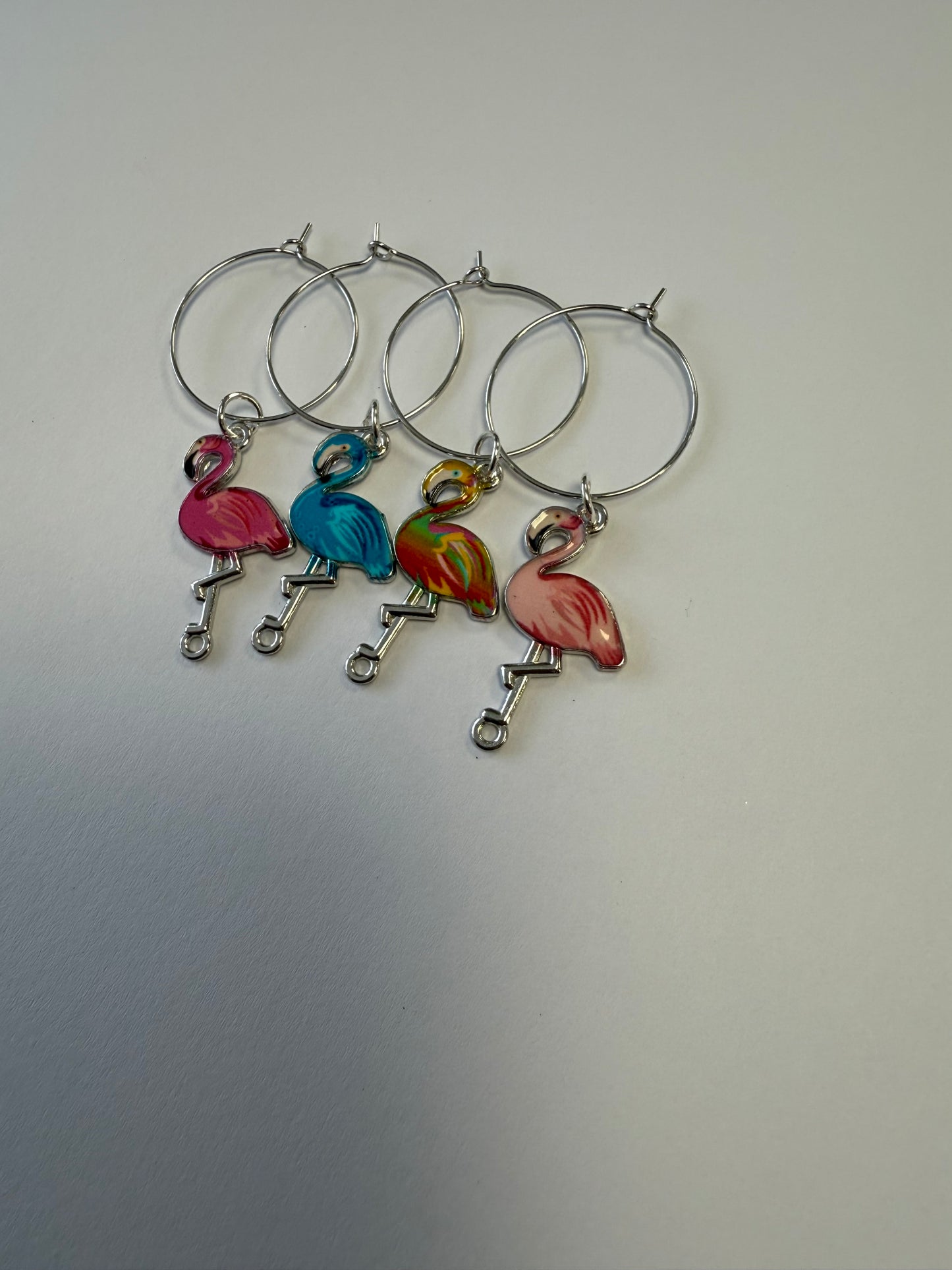Flamingo Wine Glass Charms. Set of 4