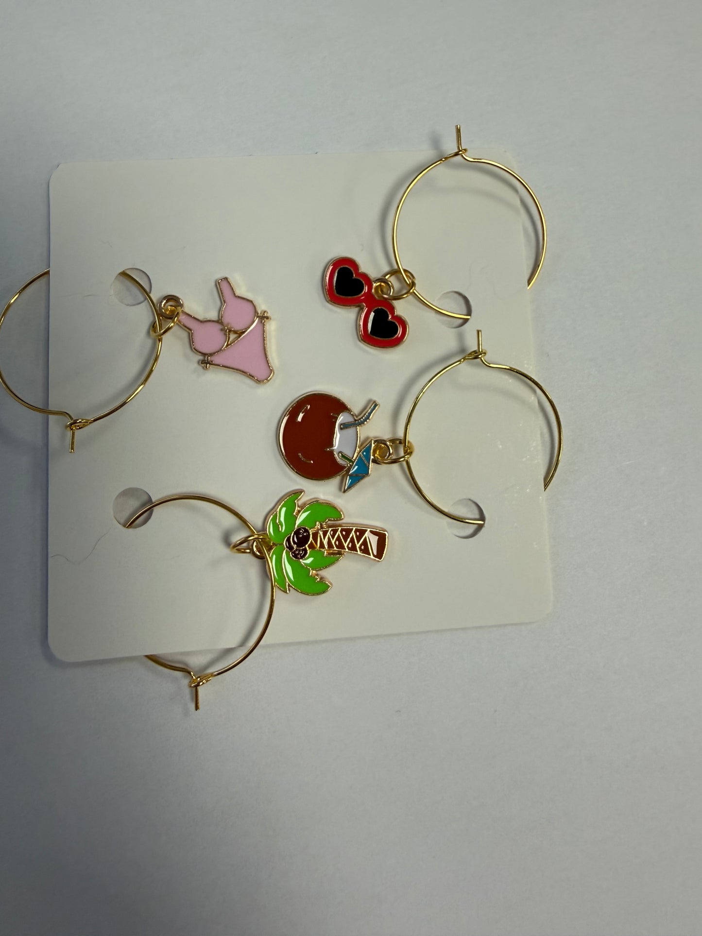Summer themed wine glass charms, set of 4