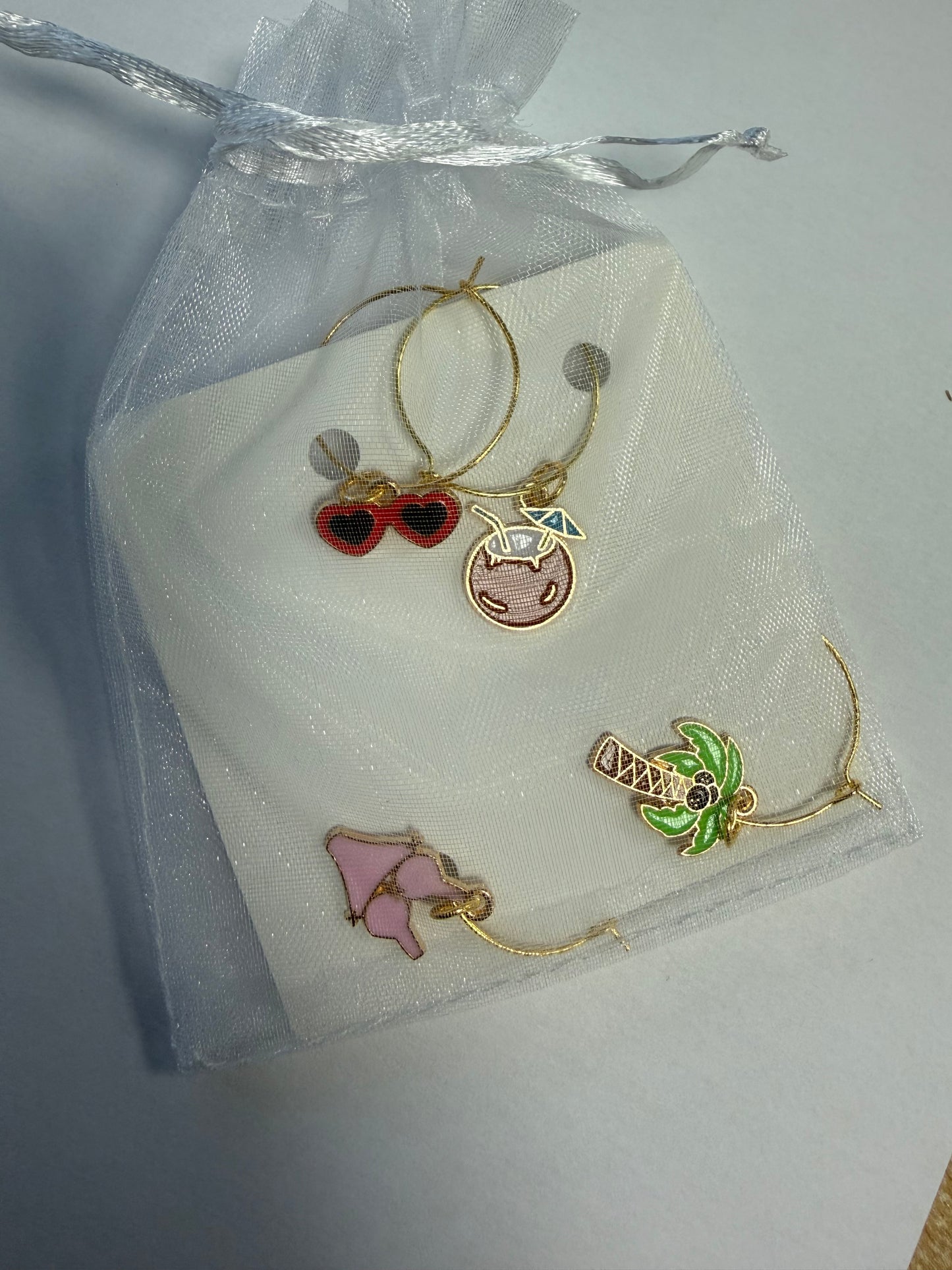 Summer themed wine glass charms, set of 4