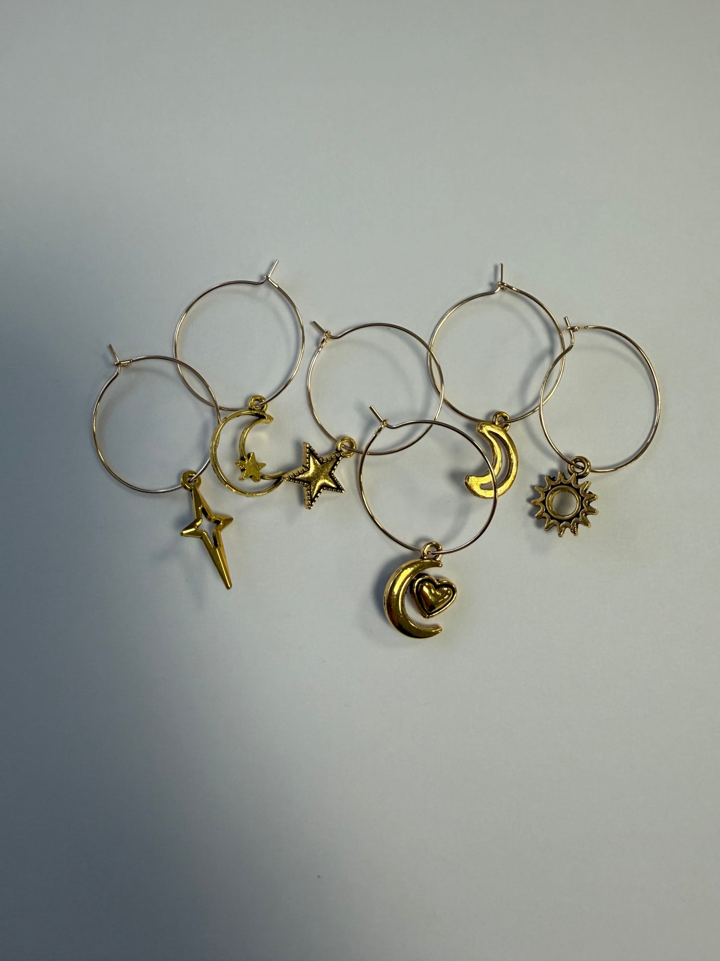 Moon and Stars Mystical Wine Charms - set of 6