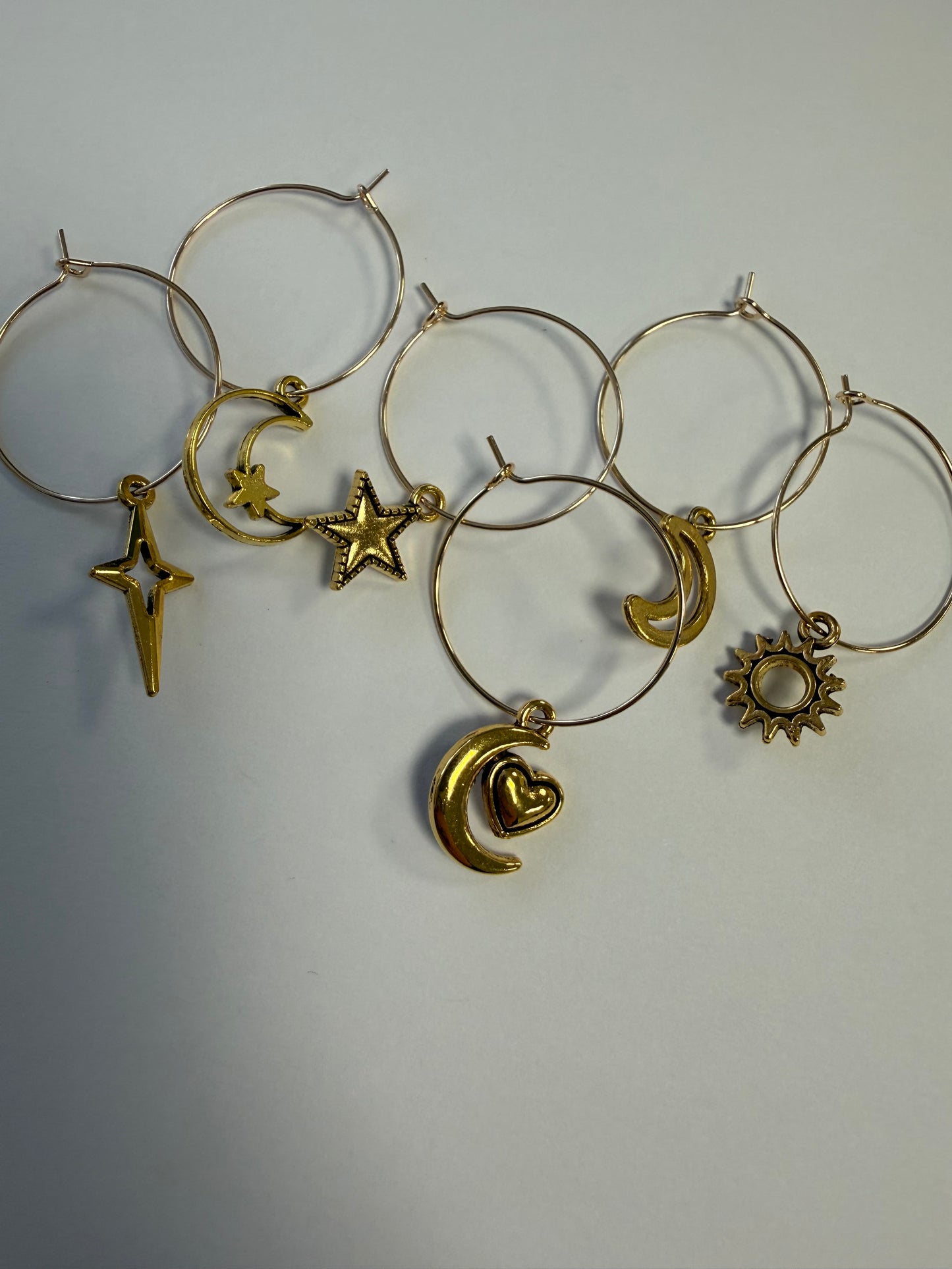 Moon and Stars Mystical Wine Charms - set of 6