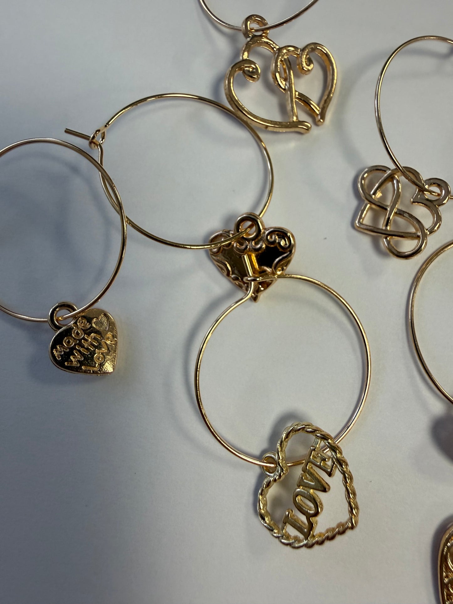 Heart Shaped Wine Glass Charms - set of 10