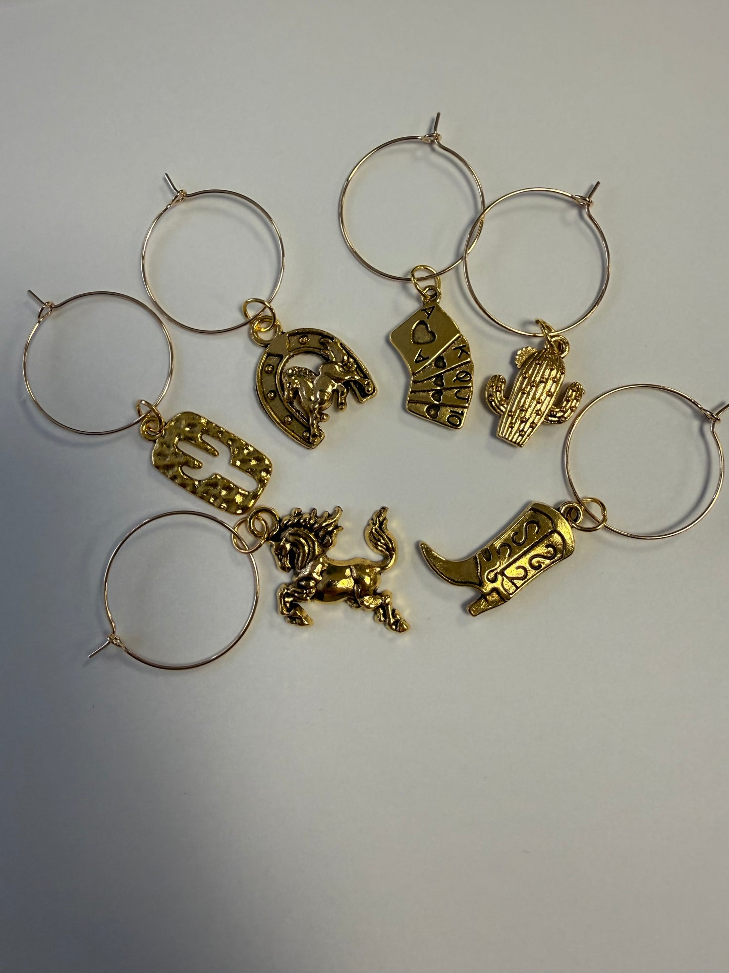 Cowboy themed wine glass charms - set of 6