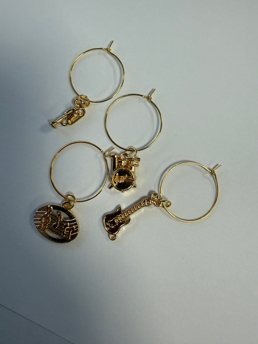 Music themed wine glass charms - set of 4