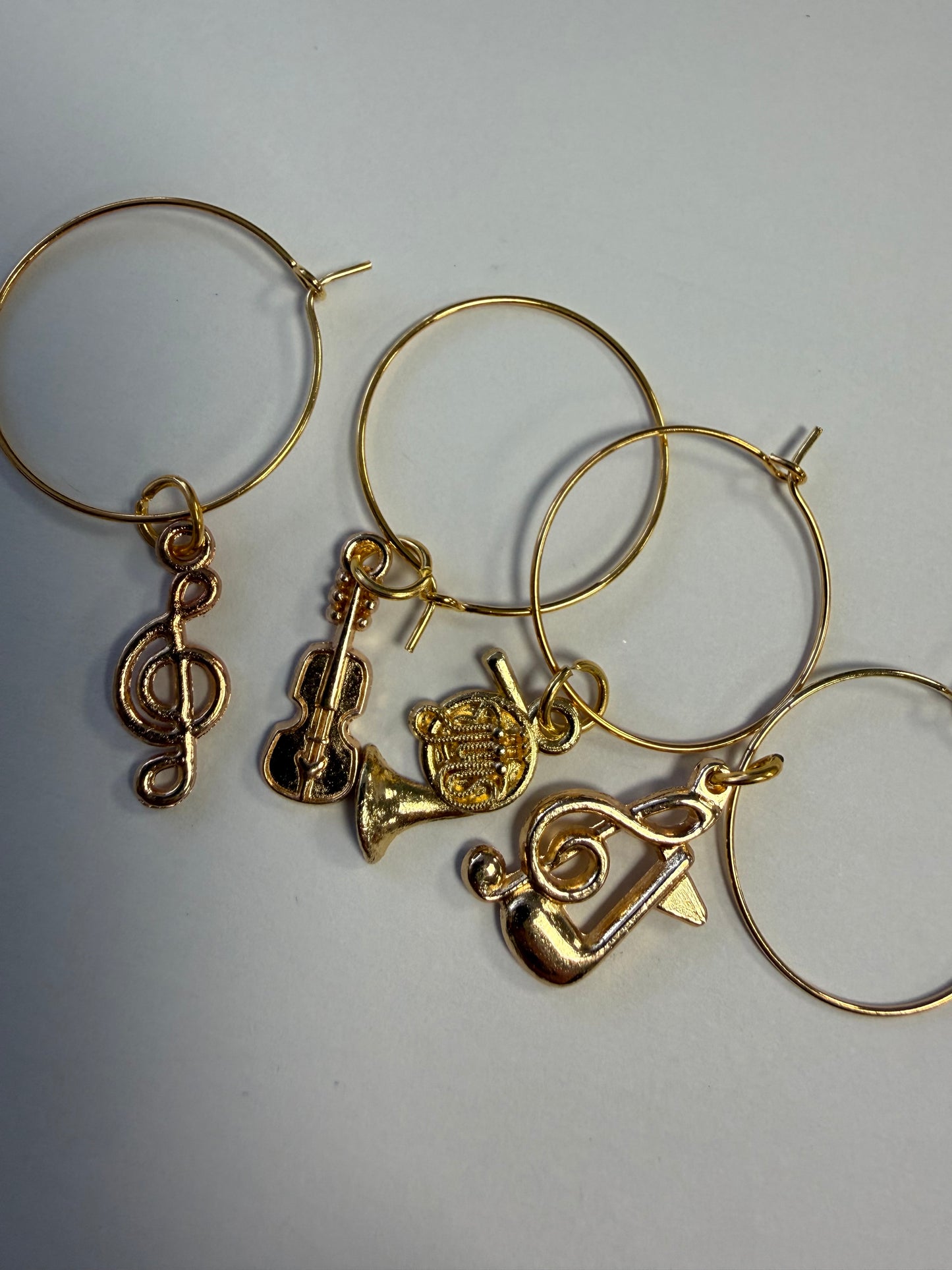 Music themed wine glass charms - set of 4