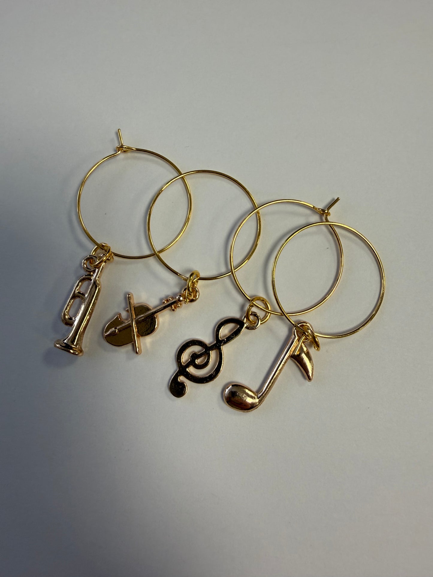 Music themed wine glass charms - set of 4