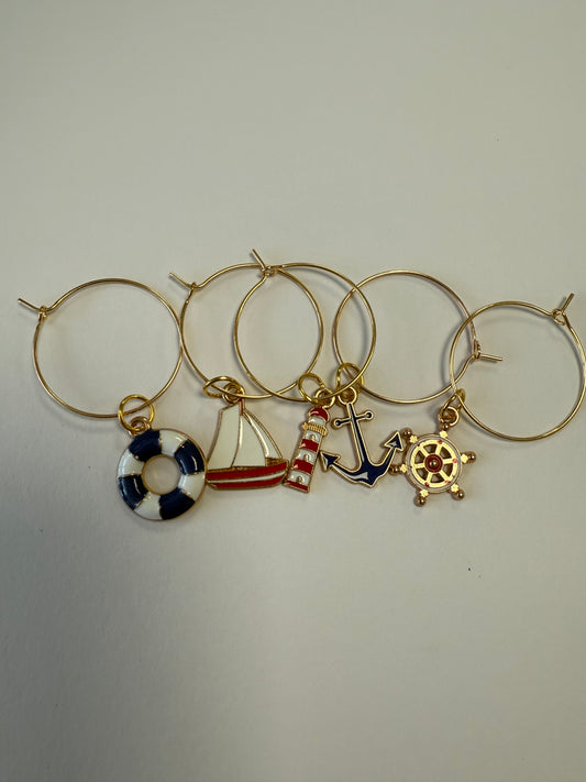 Nautical Wine Glass Charms. Set of 4
