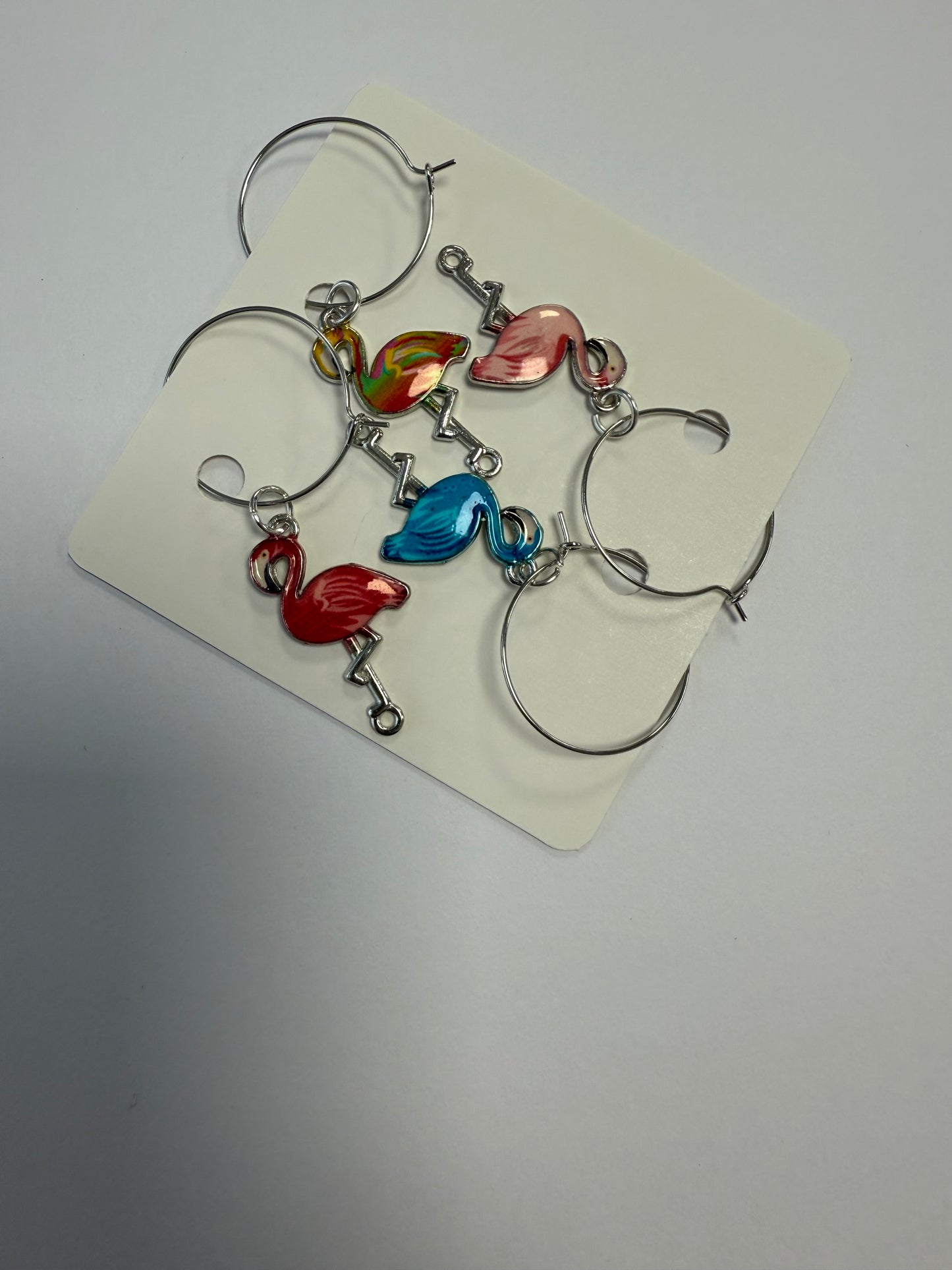 Flamingo Wine Glass Charms. Set of 4