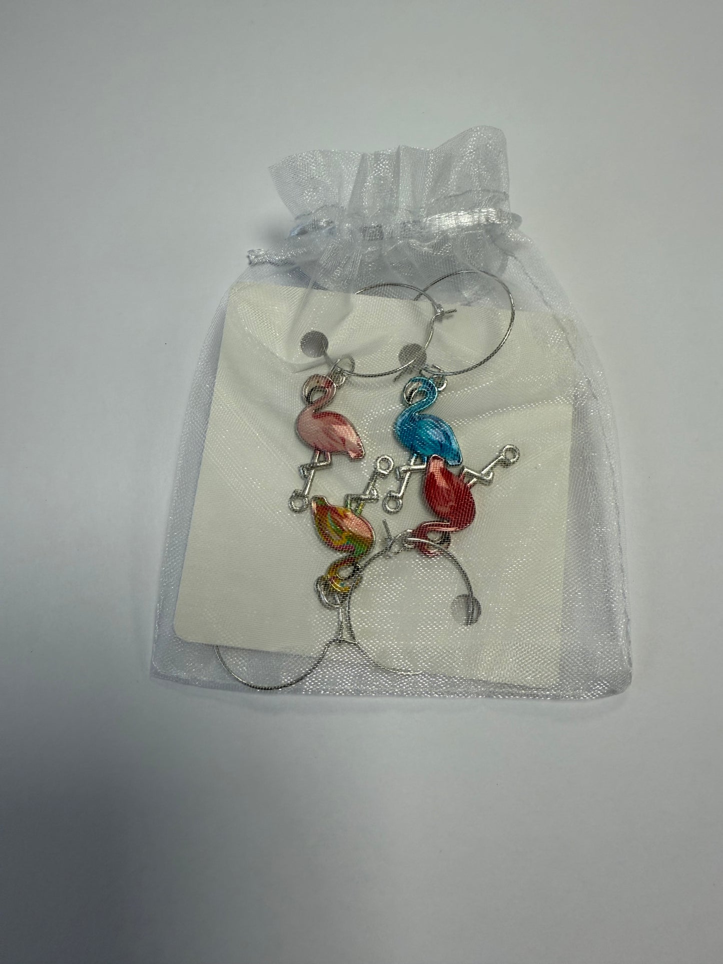 Flamingo Wine Glass Charms. Set of 4
